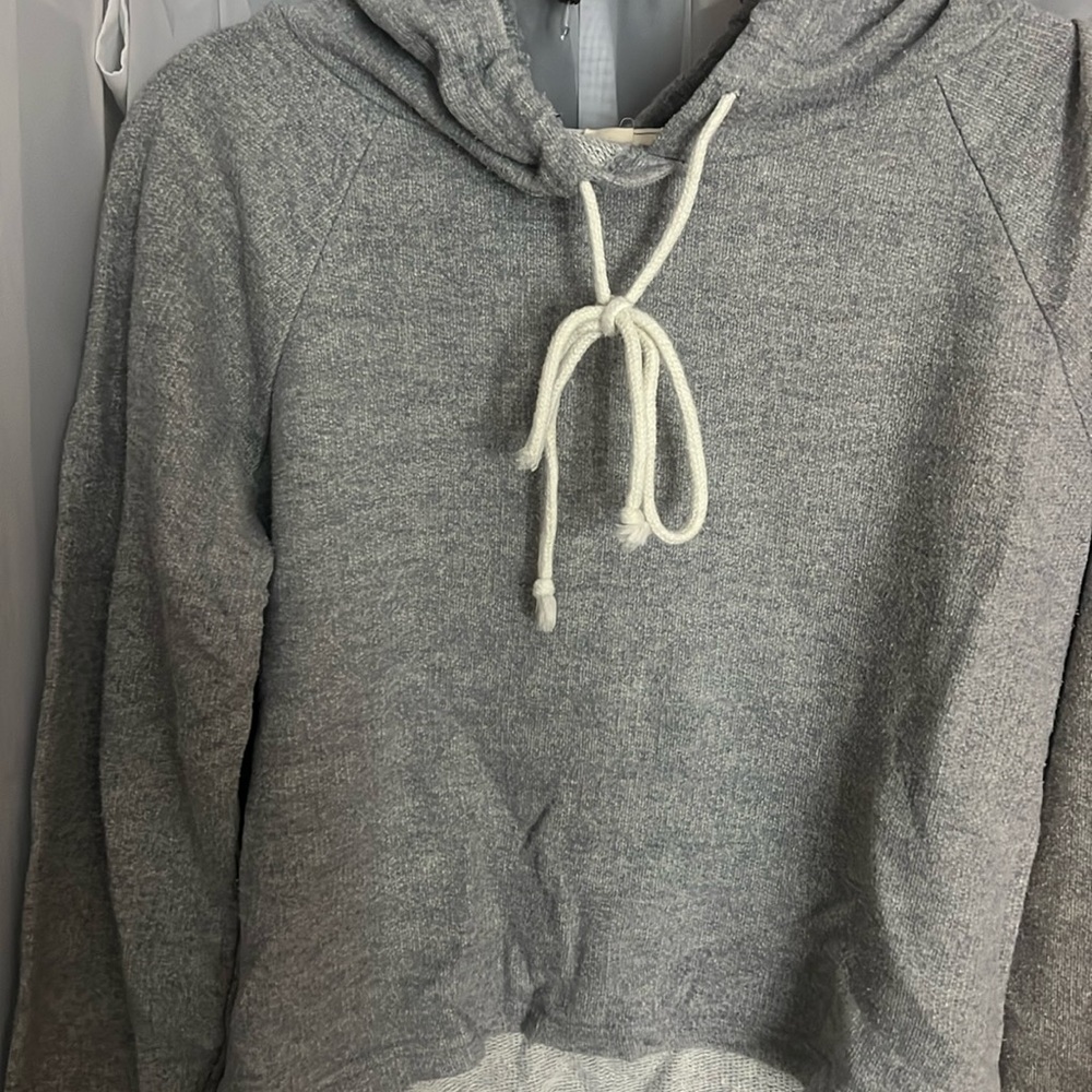 Gray Cropped Hoodie